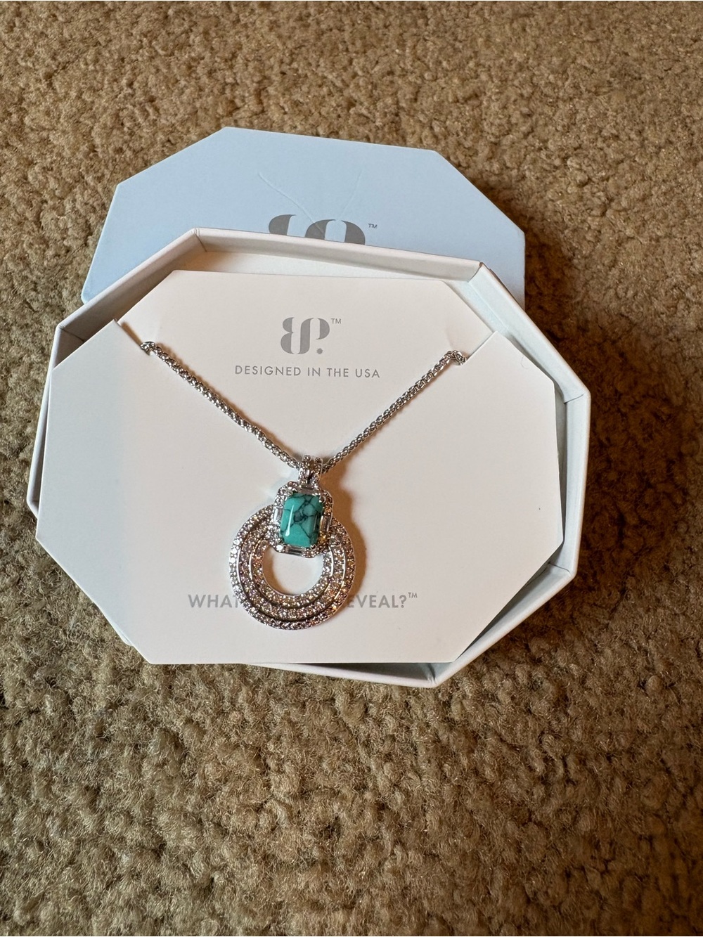 Silver-Tone Necklace with Turquoise Stone Pendant